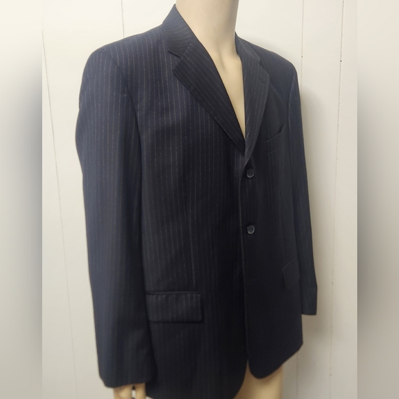 YSL sport coat 44L navy pinstripe - Picture 3 of 10
